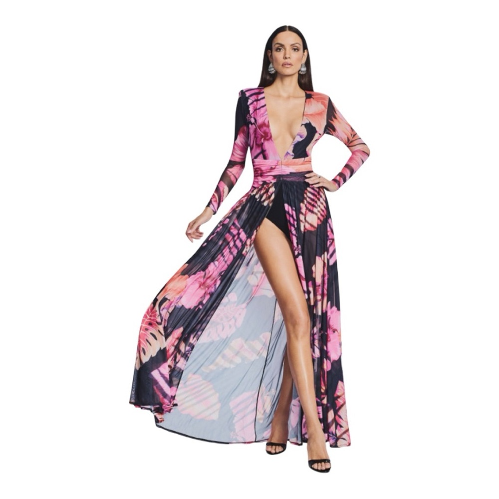 Retrofete Pink and Black Maxi Dress